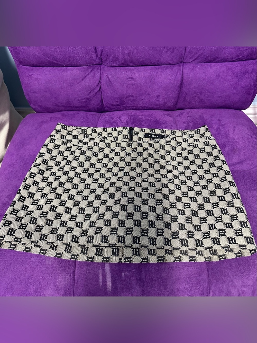 Misbhv Black and White Logo Jacquard Mini Skirt